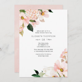 Invitación Watercolor Pastel Rubor Pink Floral Bridal Shower