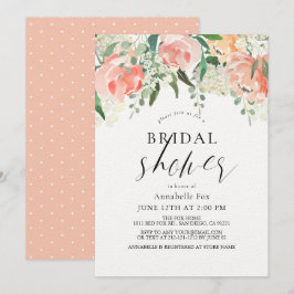 Invitación Watercolor Peach Rosa Floral Bridal Shower