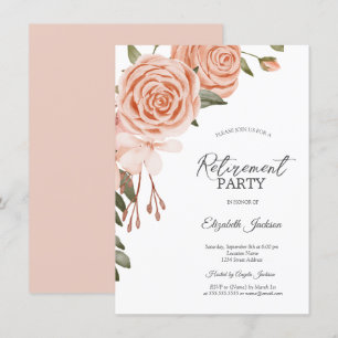 Invitación Watercolor Peach Rubor Flores Bridal Shower