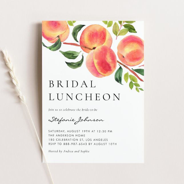 Invitación Watercolor Peaches Summer Bridal Luncheon (Subido por el creador)