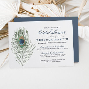 Invitación Watercolor Peacock Feather Briather Shower