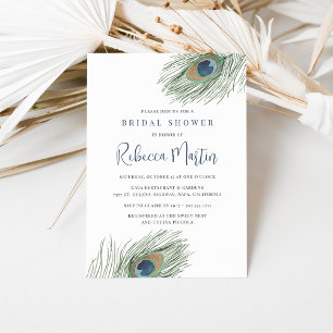 Invitación Watercolor Peacock Feather Briather Shower