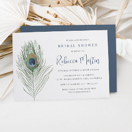 Invitación Watercolor Peacock Feather Briather Shower