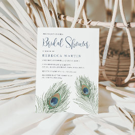 Invitación Watercolor Peacock Feather Briather Shower