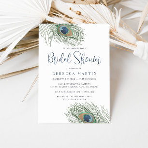 Invitación Watercolor Peacock Feather Briather Shower