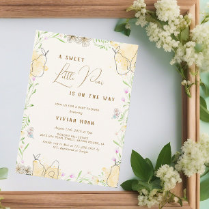 Invitación Watercolor Pear Floral Garden Baby Shower