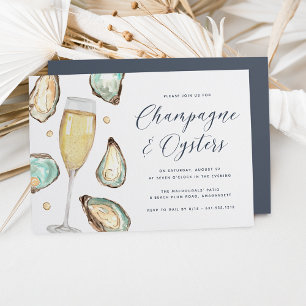 Invitación Watercolor Pearl Champagne y Oysters Fiesta