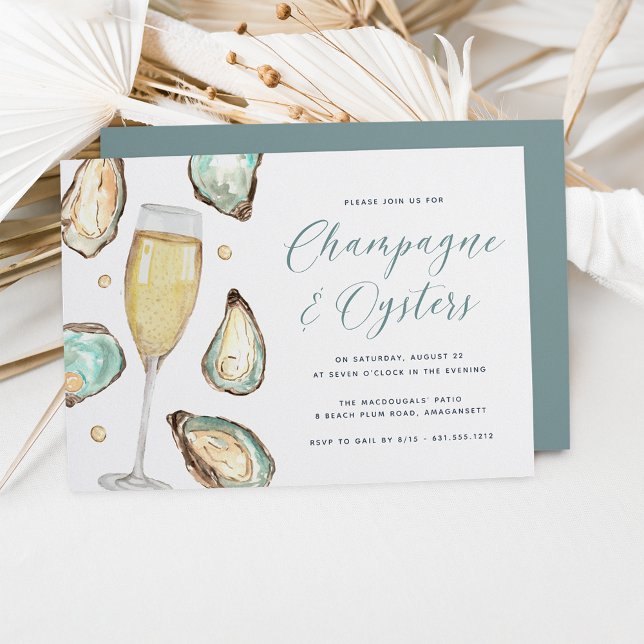 Invitación Watercolor Pearl Champagne y Oysters Fiesta (Subido por el creador)
