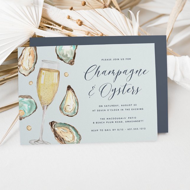 Invitación Watercolor Pearl Champagne y Oysters Fiesta (Subido por el creador)