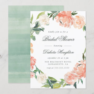Invitación Watercolor Peonies & Eucalyptus Bridal Shower