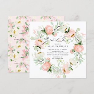 Invitación Watercolor Peonies Floral Wreath Británico