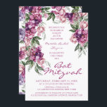 Invitación Watercolor Peony Corporate Logo Bat Mitzvah<br><div class="desc">Watercolor Peony Corporate Logo Bat Mitzvah Invitation presenta un elegante marco de flores color agua morado Peony en un suave color violeta y rosa polvoriento con hojas verdes sobre un fondo blanco con tu información sobre la invitación Bat Mitzvah en el centro. Personalice editando el texto en los cuadros de...</div>