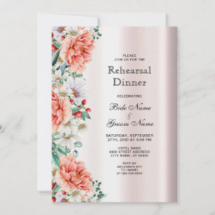 Invitación Watercolor Peony Flower Test Dinner