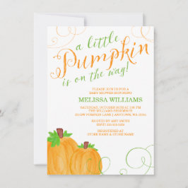 Invitación Watercolor Pequeña Calabaza Caída Baby Shower