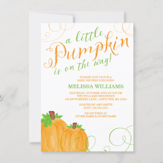 Invitación Watercolor Pequeña Calabaza Caída Baby Shower