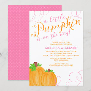Invitación Watercolor Pequeña Calabaza Caída Chica Baby Showe