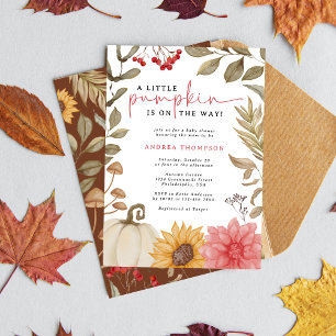 Invitación Watercolor Pequeña Calabaza Caída de otoño Baby Sh