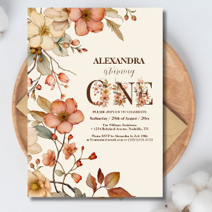 Invitación Watercolor Pequeña Flor silvestre 1er cumpleaños