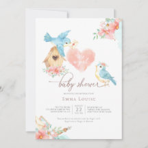 Watercolor Pequeñas Aves Chica Baby Shower