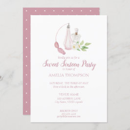 Invitación Watercolor Perfume Botella Dulce Dieciséis Cumplea