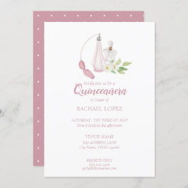 Invitación Watercolor Perfume Botella Quinceanera Cumpleaños