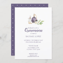 Invitación Watercolor Perfume Botella Quinceanera Cumpleaños