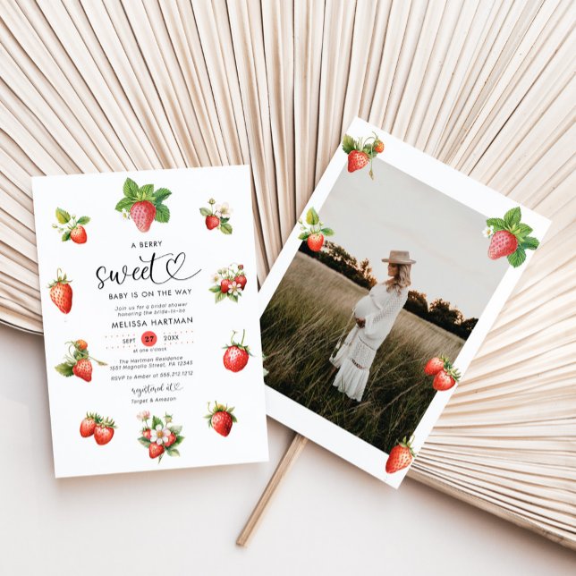 Invitación Watercolor Photo Berry Sweet Baby Shower (Subido por el creador)