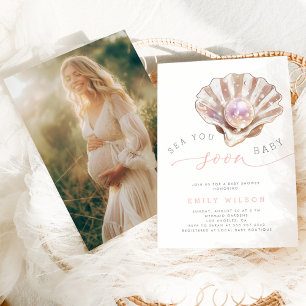 Invitación Watercolor Photo Sea Pronto Baby Shower