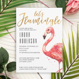 Invitación Watercolor Pin Let's Flamingle Gold Bridal Shower