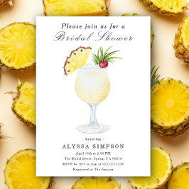 Invitación Watercolor Pina Colada Cocktail Bridal Shower