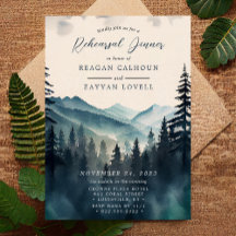 Watercolor Pine Tree Mountain Prueba Cena