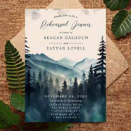 Invitación Watercolor Pine Tree Mountain Prueba Cena