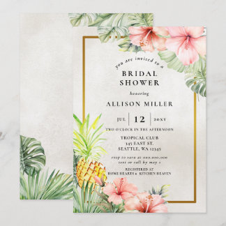 Invitación Watercolor Pineapple Tropical Bridal Shower