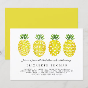 Invitación Watercolor Pineapples Brunch Tropical Bridal
