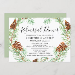 Invitación Watercolor Pinecone Elegante Ensayo Invierno