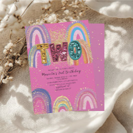 Invitación  Watercolor pink and gold stars  BirthdaInvitation