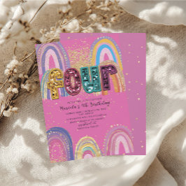 Invitación  Watercolor pink and gold stars  BirthdaInvitation