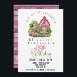 Invitación Watercolor Pink Barn Scene 18th Cumpleaños<br><div class="desc">Watercolor Pink Barn Scene Invitación A Los 18 Años Para Mujeres. Es Fácil Cambiar El Texto De Ejemplo Por Su Cuenta Pulsando En Personalizar. Haga Clic En Personalizar/Editar Con La Herramienta Diseño Para Cambiar El Tipo De Fuente, El Color De Fuente, El Tamaño De Fuente O Para Agregar/Eliminar/Cambiar El Texto...</div>
