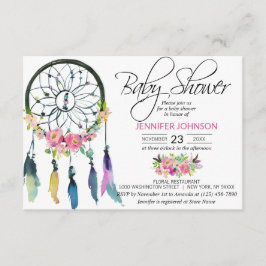 Invitación Watercolor Pink Boho Dreamcatcher Baby Shower