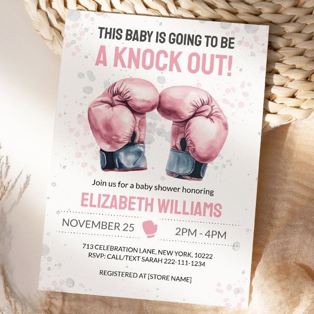 Invitación Watercolor Pink Boxing Baby Girl Shower Invitation (Subido por el creador)