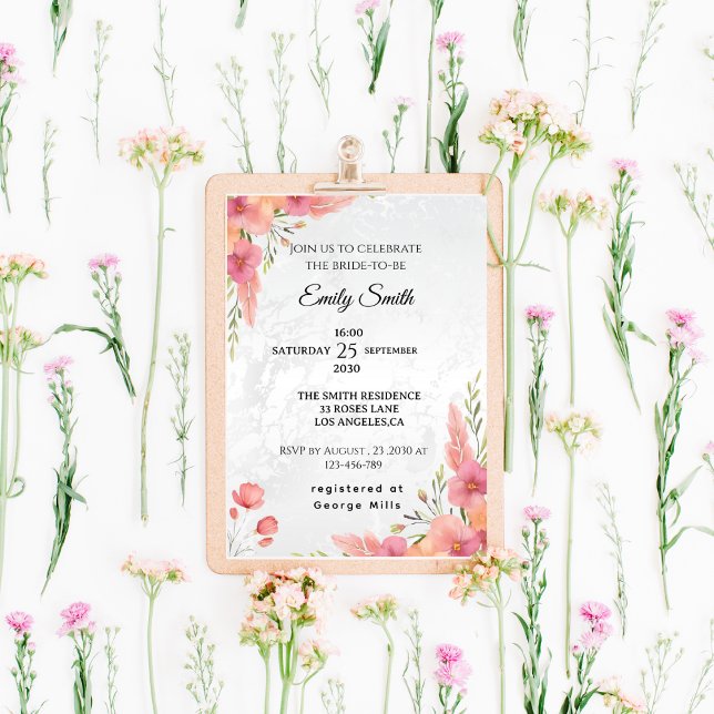 Invitación Watercolor Pink Elegent Floral Bridal Shower (Subido por el creador)