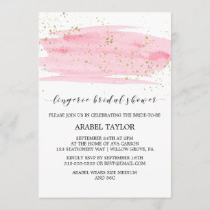 Invitación Watercolor Pink & Gold Lingerie Briower