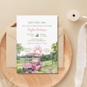 Invitación Watercolor Pink Golf Baby Shower