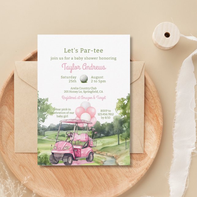 Invitación Watercolor Pink Golf Baby Shower (Subido por el creador)