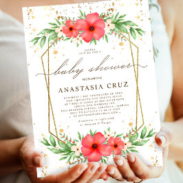 Invitación Watercolor Pink Ivory Greenery Floral Baby Shower