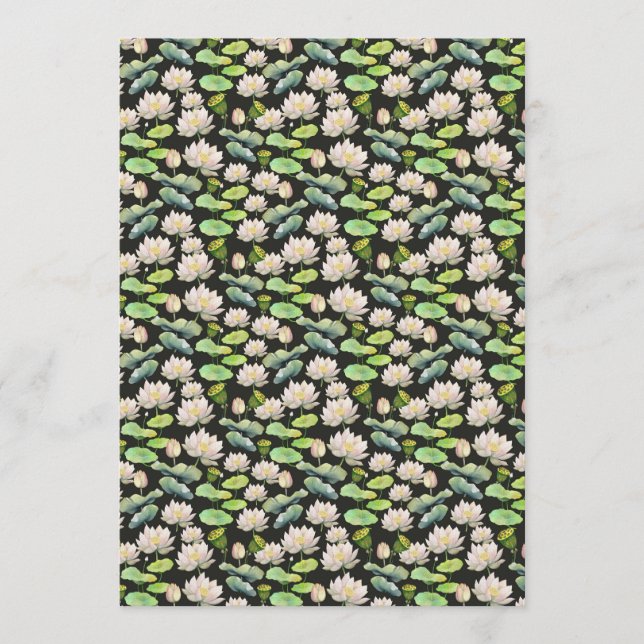 Invitación Watercolor Pink Lotus Seamless Pattern (Anverso)