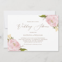 Invitación Watercolor Pink Peonies Wedding Shower