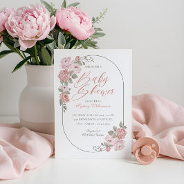 Invitación Watercolor Pink Peony Floral Blossom Baby Shower