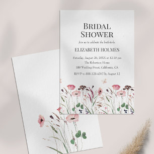 Invitación Watercolor Pink Poppy Meadow Shower