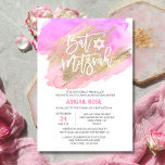 Invitación Watercolor Pink Purple Gold BAT MITZVAH Star David<br><div class="desc">Invitaciones acuáticas modernas para BAT MITZVAH. Perfecto para la celebración judía de 12 años 'llamada al TORAH'. Colores en tonos rosa,  violeta,  violeta y durazno. Falsa trazo de pincel de Relieve metalizado dorado. La parte posterior de la tarjeta tiene NOMBRE DE HEBREO.</div>